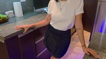 My stepdaughter comes home late because she's with her classmates, but she has no choice but to pay her punishment with sex
