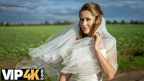 BRIDE4K  Slutty bride showed her perfect natural tits and pussy to strangers