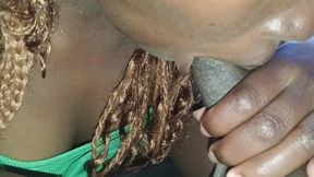 Ebony blowjob On a massive black dick