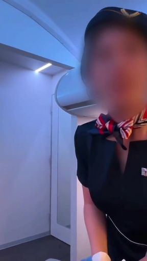 Flight attendant Service Sex. Her blowjob and creampie pussy offered in lieu of a meal(#386)   Clip 2