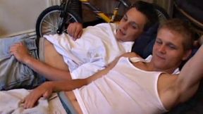 Lucas joins Gunner watching a porn video. After they stroke their boners, Gunner and Lucas exchange blowjobs. Then Gunner turns Lucas over and fucks his tight ass until Lucas blows a load onto his stomach.