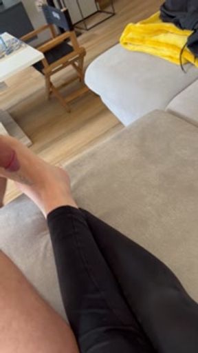 Footjob blowjob Titjob and cum on small tits