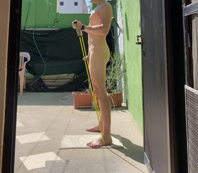 Nude bicep workout