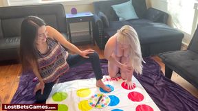 Naked lesbians playing with twists