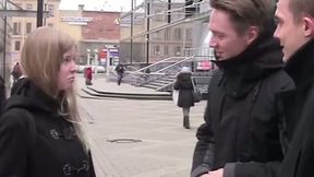 Sucking on one guy while the other fucks me from behind