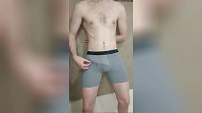 Boxer briefs pissing in shower