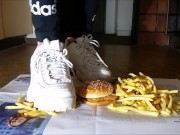 Burger Crushing with Fila Disruptor Sneaker (Trailer)