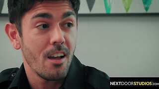 A handsome cop conducts a physical exam and gets intimate with the guy - NextDoorStudios' raw action