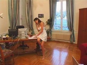 This slut loves sucking huge cock while bound in leather