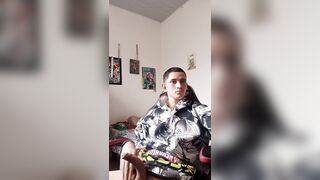 Insane otaku massages himself in front of the camera