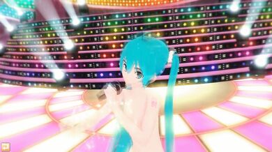 Naked Miku Hatsune Miku Dances Singing Green Haired Teenager Vocaloid Music Video