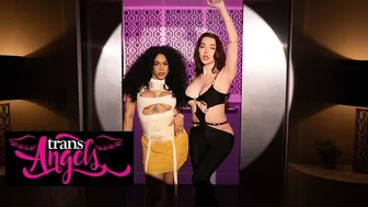 Emma Rose and Eva Maxim get stuck on top in a steamy transgender encounter