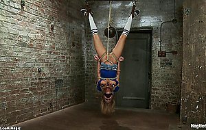 Big boobs MILF ass hooked on hogtied