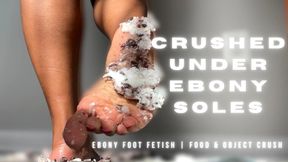 Crushed Under Temptress Mango’s Ebony Soles: Ebony Foot Fetish, Trampling, Food and Object Crush