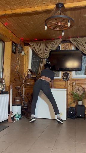 Back Tease in Jeans, White Tanga & Cigarette