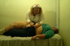 Angie Fell down here she is in the exam room with Nurse Vicki
