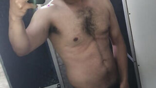 Amateur bear gets his ass pounded by big cock in solo handjob and masturbation scene with massive cumshot