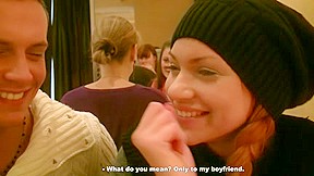 Foxy hotty sucks jocks in the restaurant