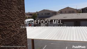 Barefoot Mel Parking Attendant Toejob