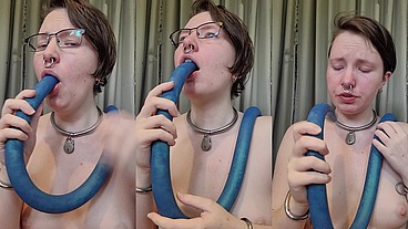Squeezing in some deepthroat practice with my before I headed off for my trip. I have quite a small throat but love ...