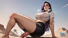 Purple-haired Trans Woman's Desert Anal Orgasm: Cum Splash Sensation