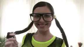 A hot Russian nerd slut gets her tight ass pumped by a massive cock