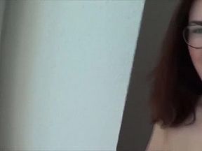 Geeky Brunette Uses Her Fingers To Pleasure Herself