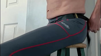Deep Fascia work on Stool with Groin Straps in Spandex Compression Tights