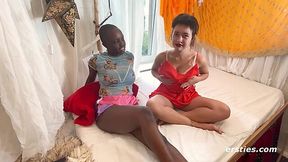 Lesbian duo enjoying authentic strapon sex with no shame at all