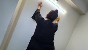 lebanese hot girl clean my room & i see her hanging boobs with puffy nipple & start masturbation