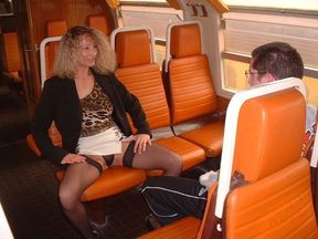 Virgin boy and nasty step mom in train