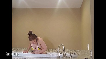 Big titty deaf pornstar plays in the jacuzzi starring Juliette Latte