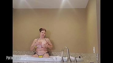 Big titty deaf pornstar plays in the jacuzzi starring Juliette Latte