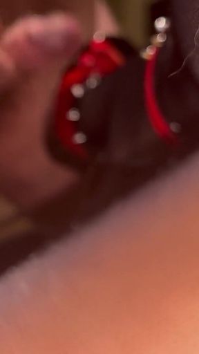 POV: Lady Watches Husband Cum on His Feet in Sexy Shoes and Pantyhose and Incites Him with Fetishist Words