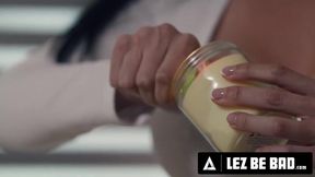 LEZ BE BAD - Oiled Up GFs Sarah Arabic & Little Puck ORGASM During ROUGH LESBIAN SCISSORING SESH!