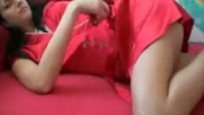My skinny teenie stripteases on the webcam for me