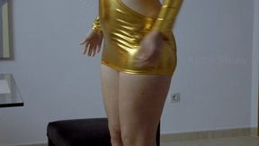 Golden dress dancer getting in a shape (non nude) f