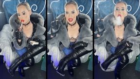 Your pervert German Cousine Chain smokes marlboro in Leather and Gloves