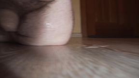 Midget Jerks off Lying on the Floor and Cum