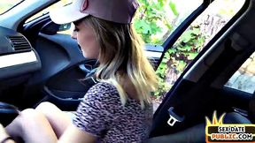 Sweet amateur babe riding cock outdoors