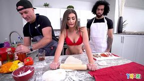 This bitch really loves to be fucked by a rolling pin and to ride his big cock