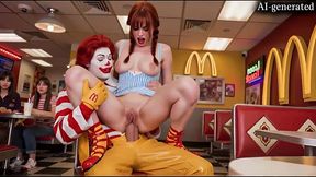 ai-generated - the happy meal clown fucked the redhead s pussy in front of everyone.