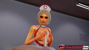 Hot Hospital Nurse in a Sexy Dress 3D Hentai - Tongue Licking Blowjob &mdash;  POV Titfuck Teasing &mdash;  Wall Irrumatio Mouth Fuck Ending in Massive Cumshot