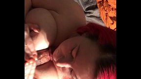 Amateur big-titted babe jiggles her massive boobs in POV
