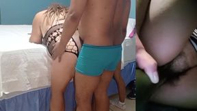 I reacted to my boyfriend sucking his stepmother's ass and her unfaithful lover turned me on and I p