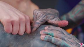 ANAL FISTING - 2 girls play with trans - Heavy tattooed Cosplay femdom