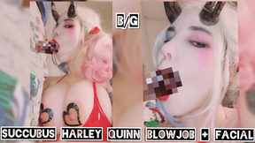 B/G Succubus Harley Quinn Blowjob + Massive Facial