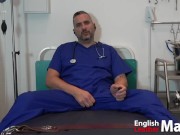 Doctor jerks uncut cock and cums while  aromas PREVIEW
