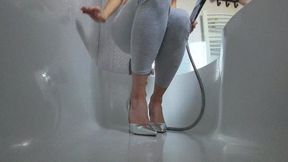 Silver Heels, Clothed In Bathtub & JOI