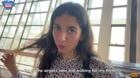 Crazy CUMWALK in Big AIRPORT Full of People Risky Public Blowjob